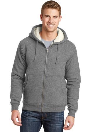 Black CornerStone Heavyweight Sherpa-Lined Hooded Fleece Jacket. CS625