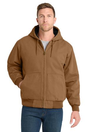 Black CornerStone Washed Duck Cloth Insulated Hooded Work Jacket. CSJ41