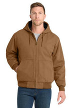Black CornerStone Washed Duck Cloth Insulated Hooded Work Jacket. CSJ41