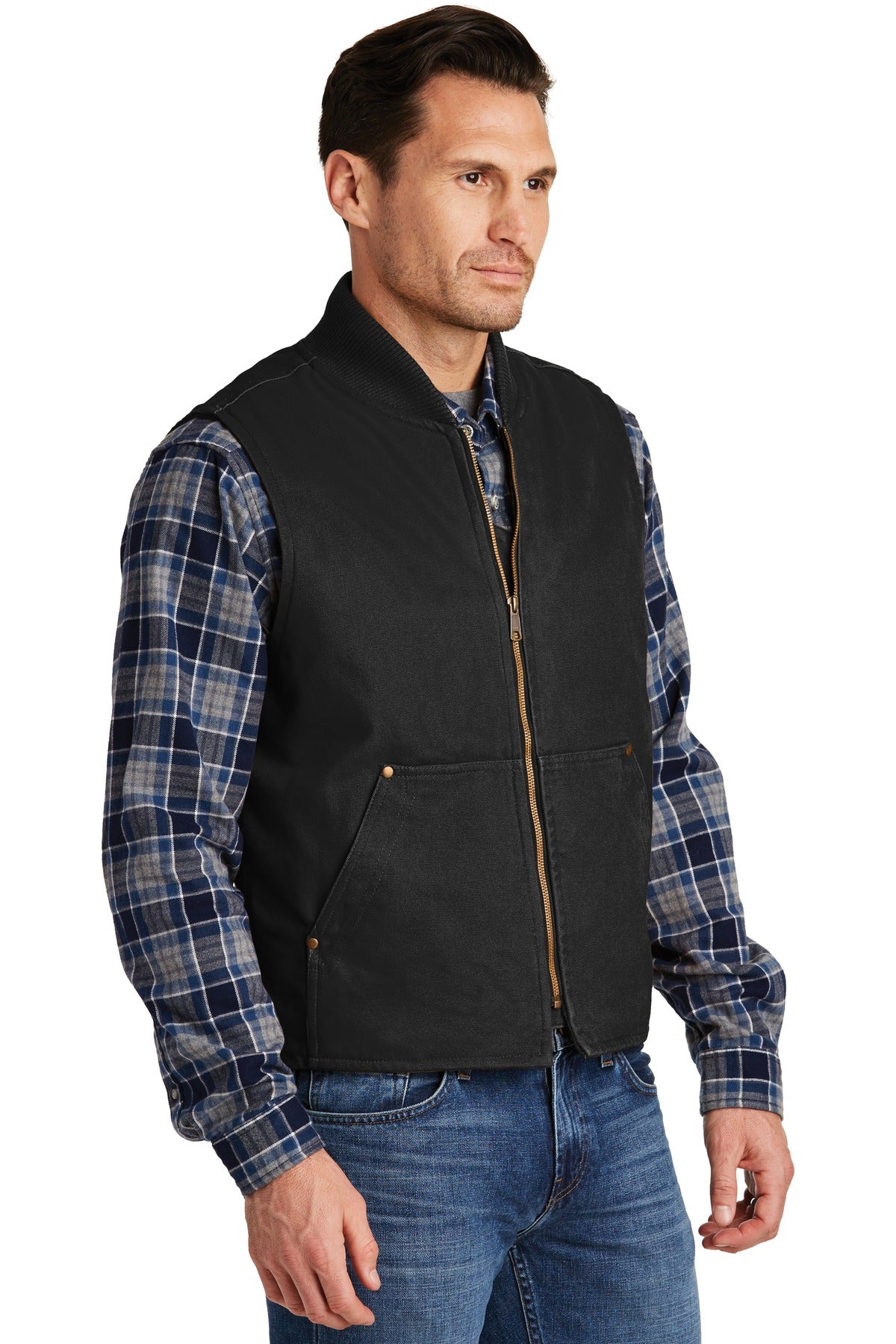 Black CornerStone Washed Duck Cloth Vest. CSV40