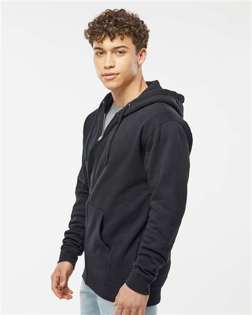 Black Heavyweight Full-Zip Hooded Sweatshirt - IND4000Z