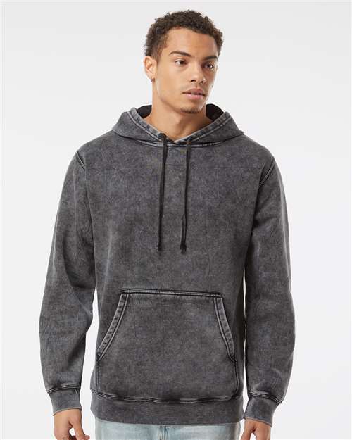 Black Midweight Mineral Wash Hooded Sweatshirt - PRM4500MW