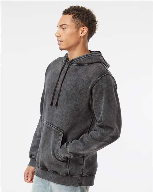Black Midweight Mineral Wash Hooded Sweatshirt - PRM4500MW