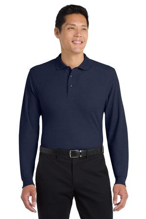 Black Port Authority Silk Touch Long Sleeve Polo. K500LS
