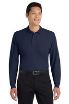 Black Port Authority Silk Touch Long Sleeve Polo. K500LS