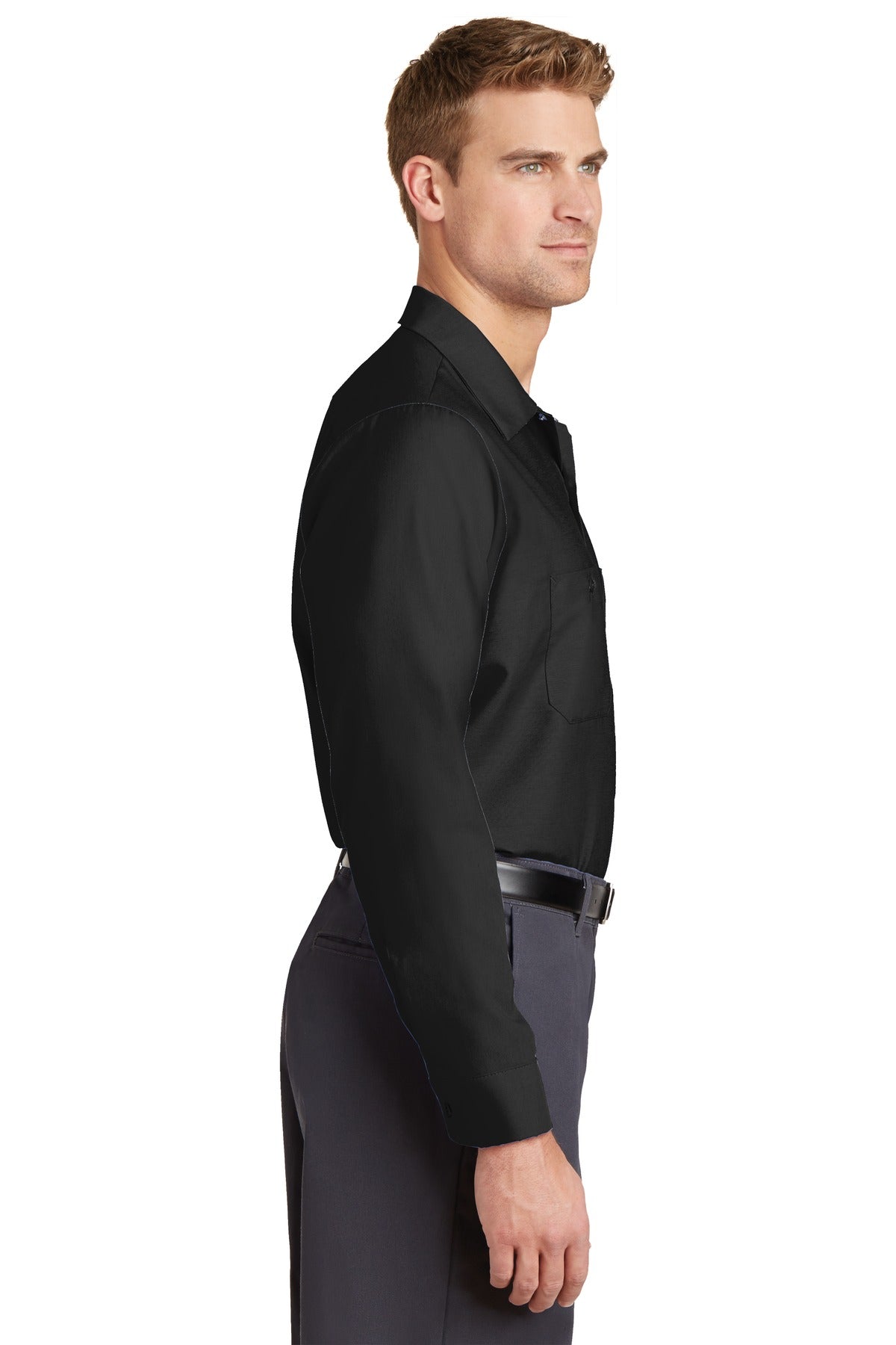 Black Red Kap Long Sleeve Industrial Work Shirt. SP14