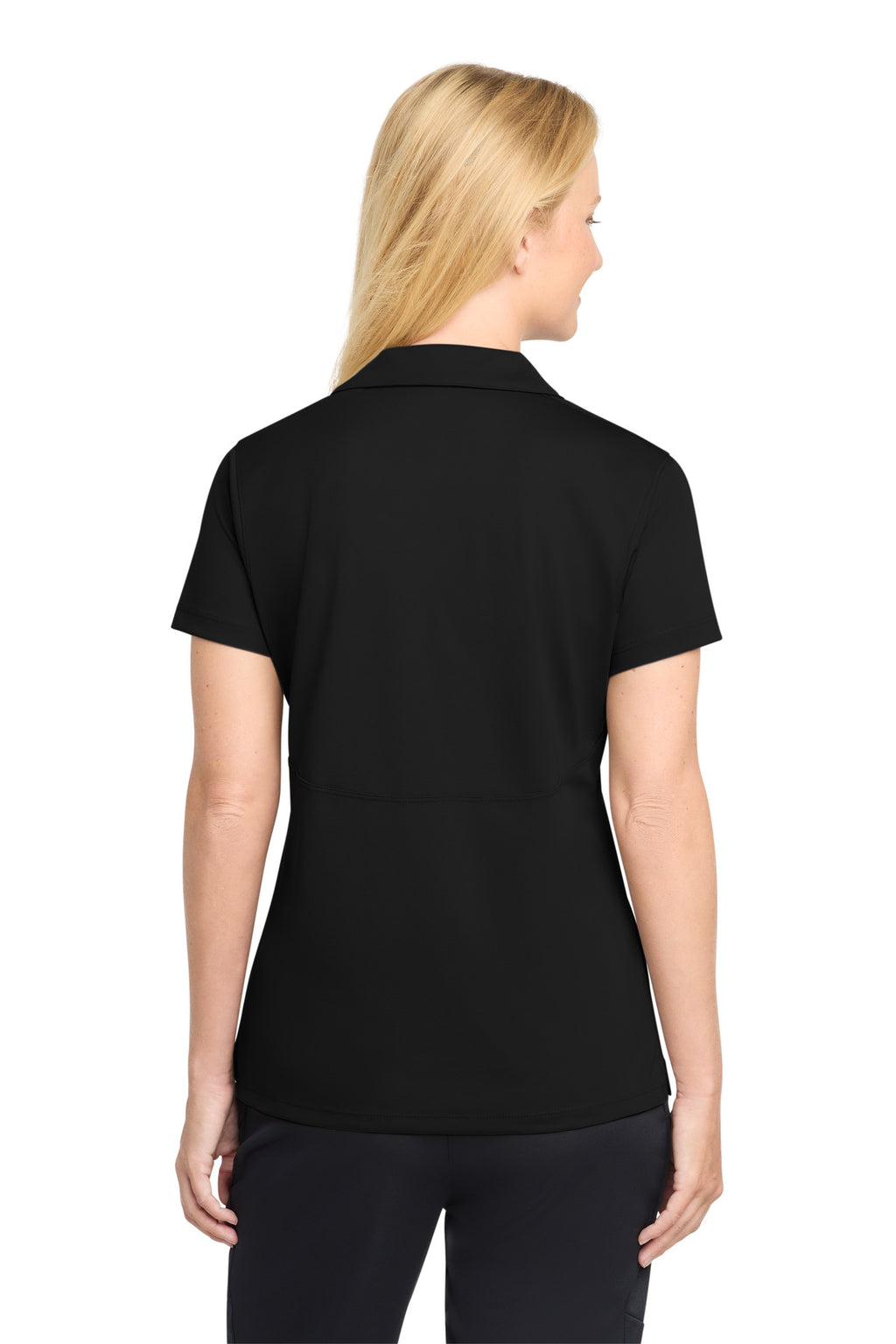 Black Sport-Tek Women's Micropique Sport-Wick Polo. LST650