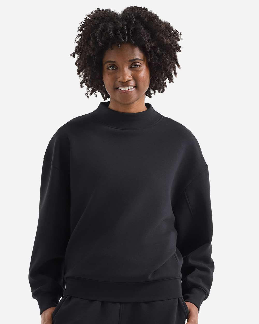 Black Women's Luxe Mock Neck Sweatshirt - TD660