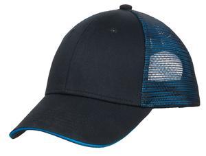 Blk/Red Port Authority Double Mesh Snapback Sandwich Bill Cap. C818