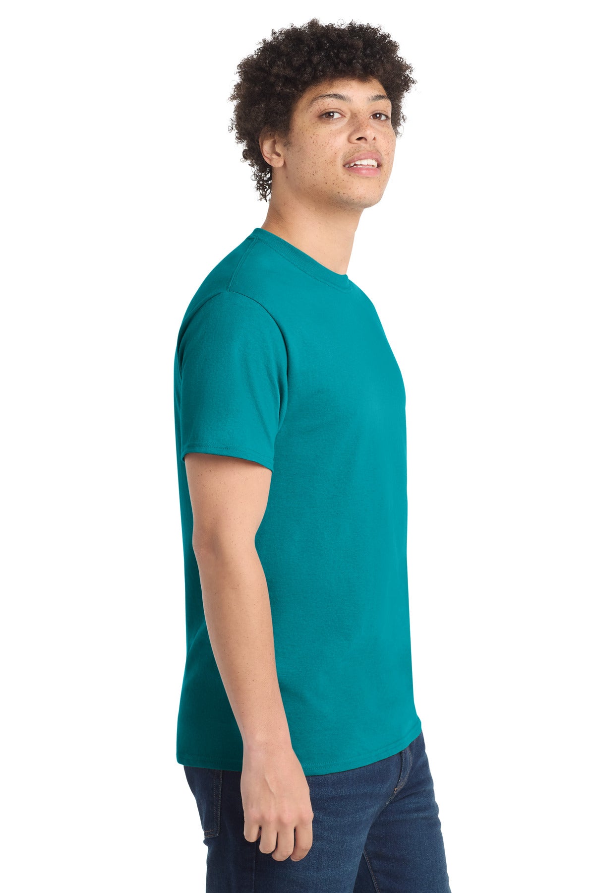 Bright Aqua Port & Co Core Cotton Tee. PC54