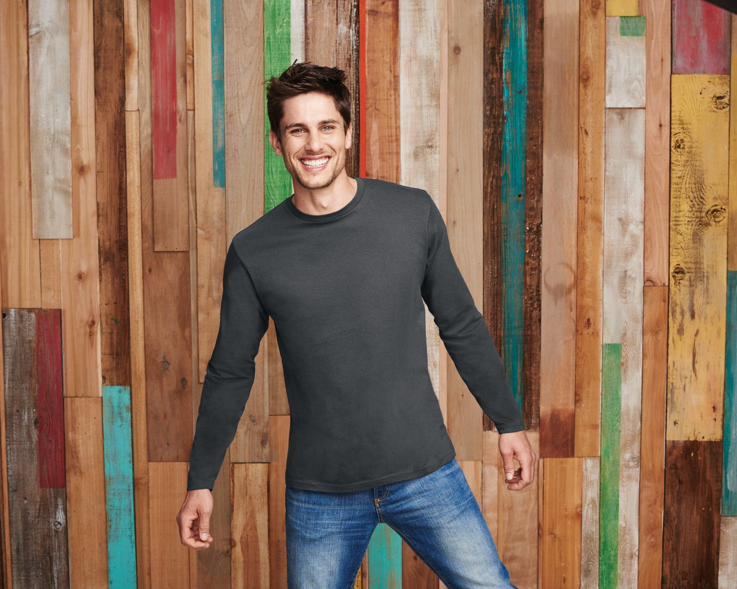 Bright White District Perfect Weight Long Sleeve Tee. DT105