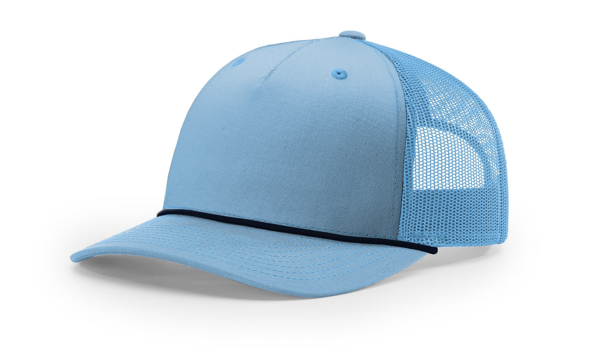 Columbia Blue-Navy Five Panel Trucker with Rope