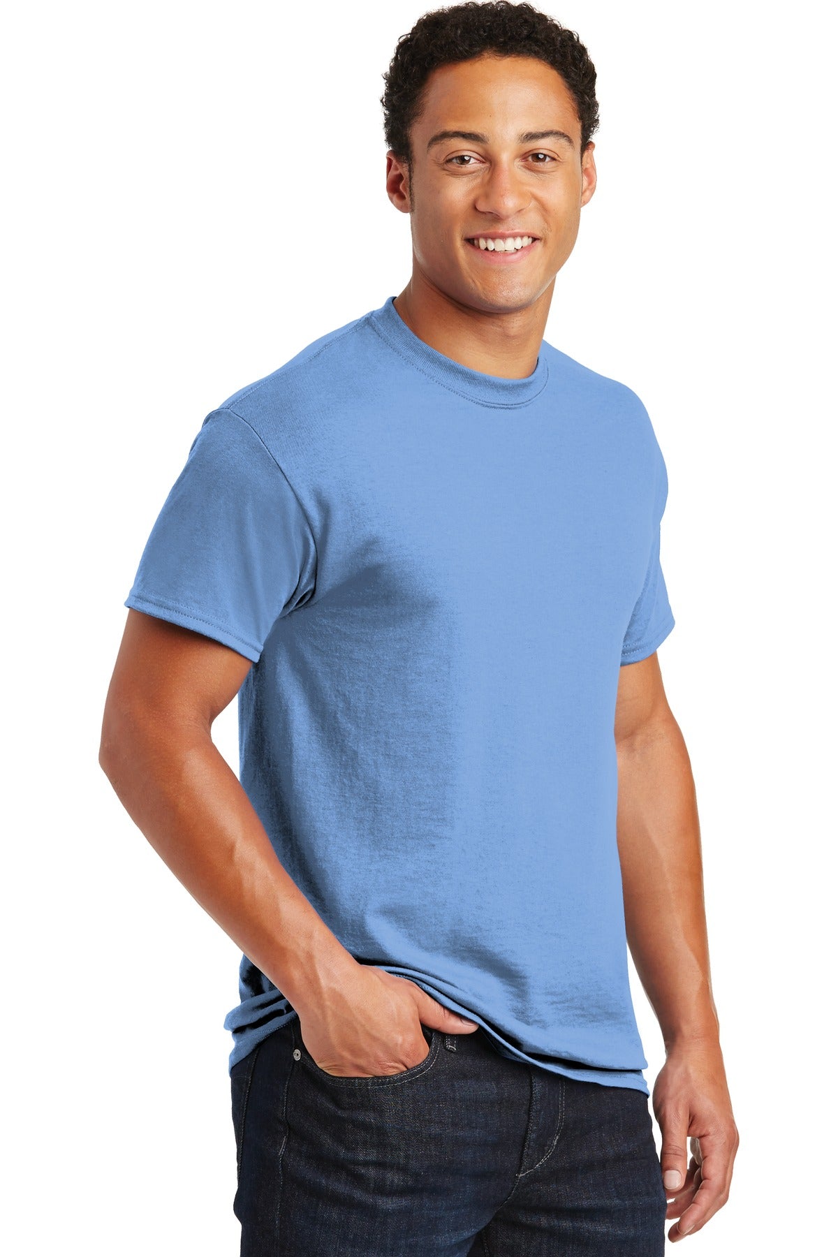 CAROLINA BLUE Gildan DryBlend 50 Cotton/50 Poly T-Shirt. 8000