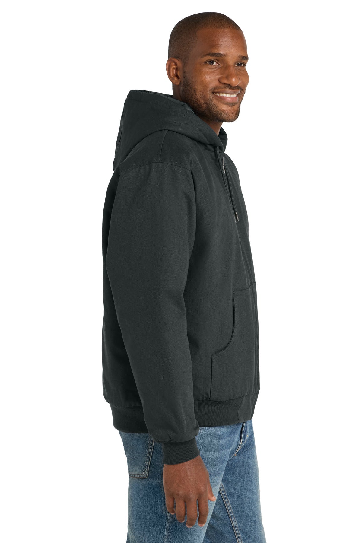 Charcoal CornerStone - Duck Cloth Hooded Work Jacket. J763H