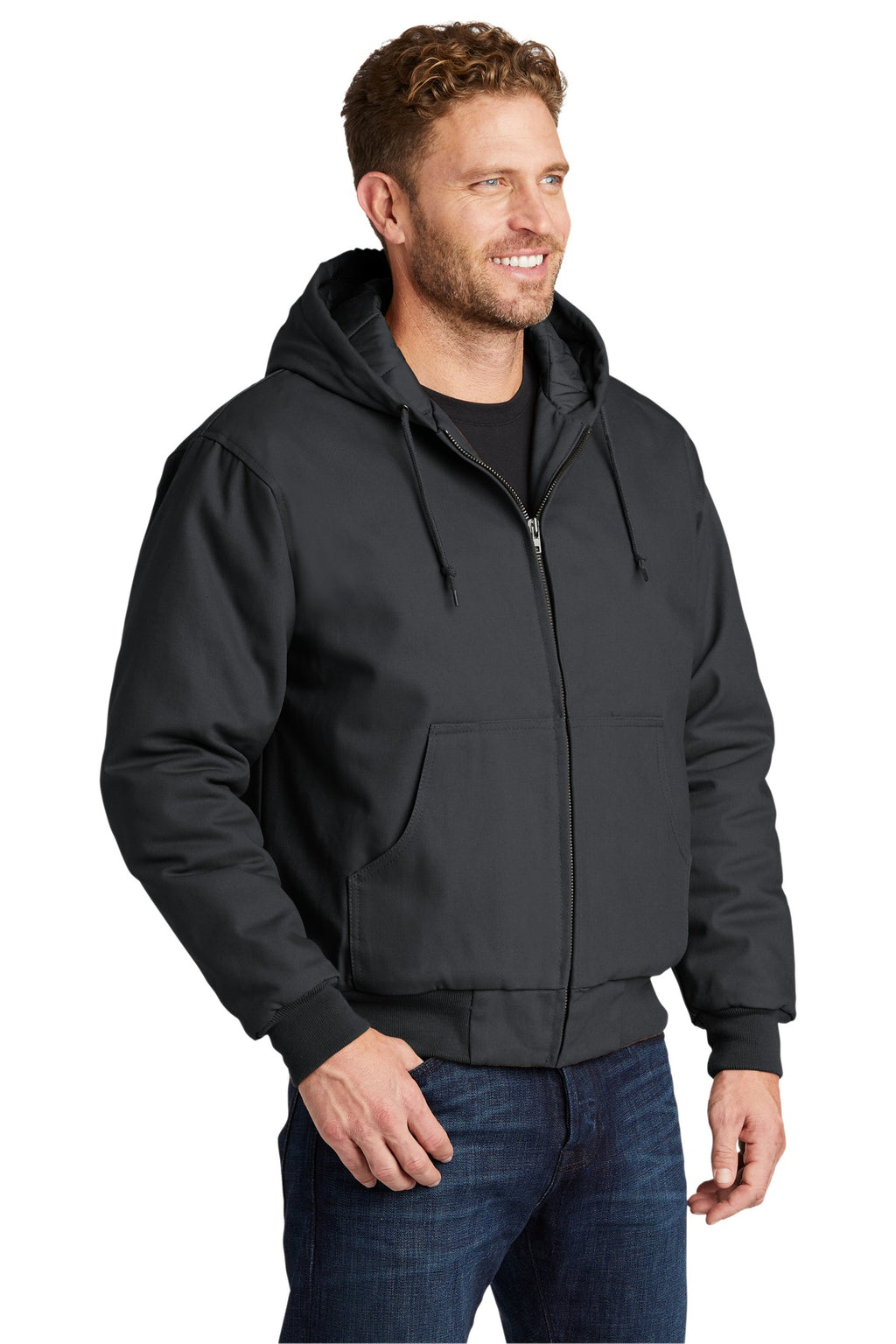 Charcoal CornerStone - Duck Cloth Hooded Work Jacket. J763H