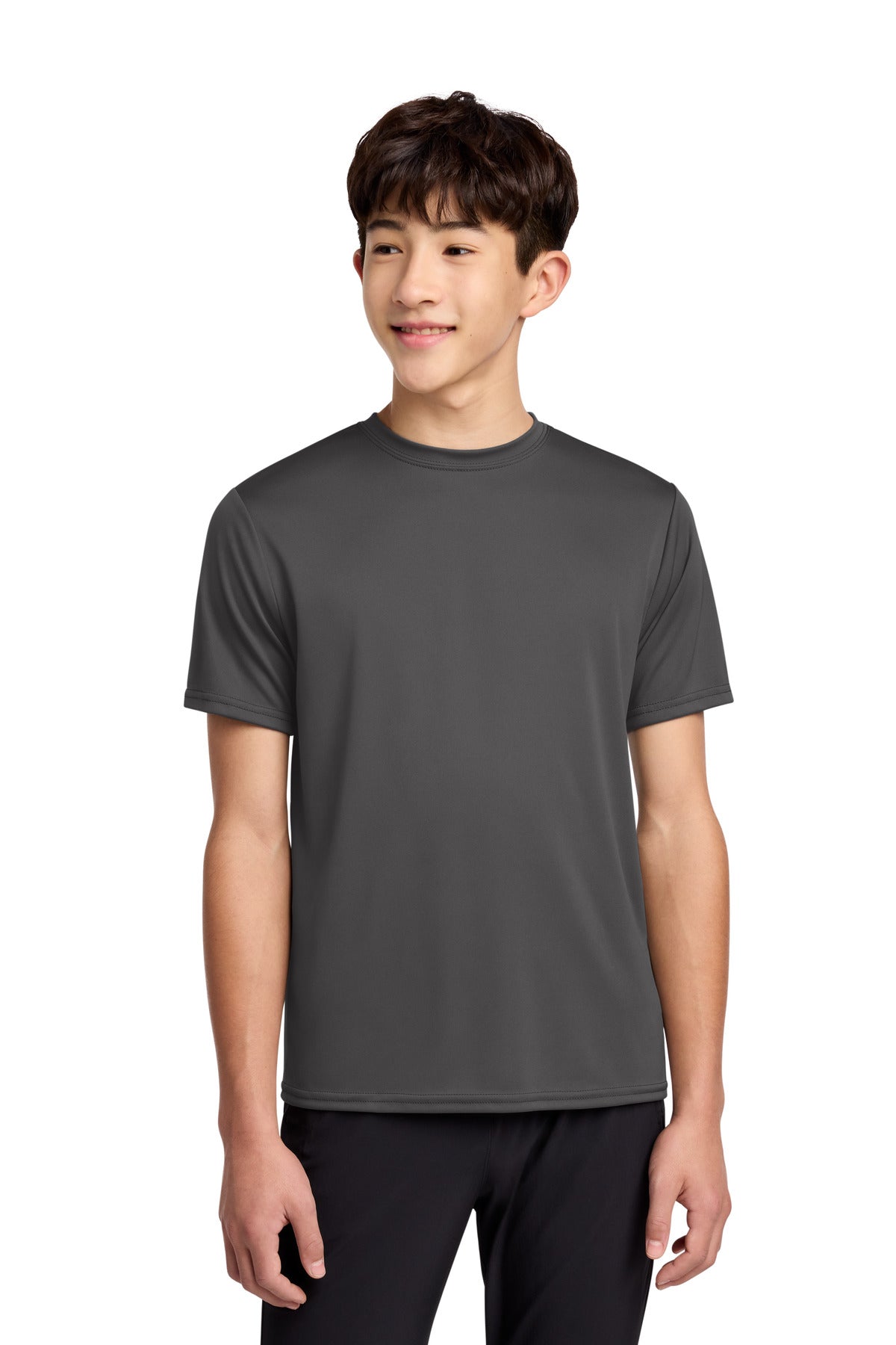Charcoal Port & Co Youth Performance Tee. PC380Y