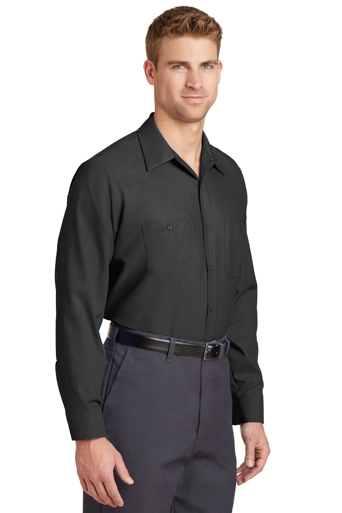 Charcoal. Red Kap Long Sleeve Industrial Work Shirt. SP14
