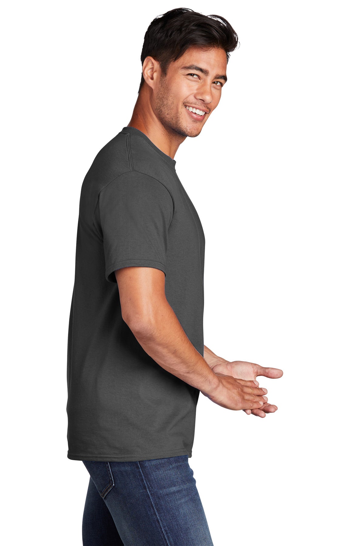 CoalGrey Port & Co Core Cotton Tee. PC54