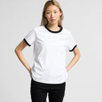 Rear View of  Wo's Maple Ringer Tee | 4053  grouped