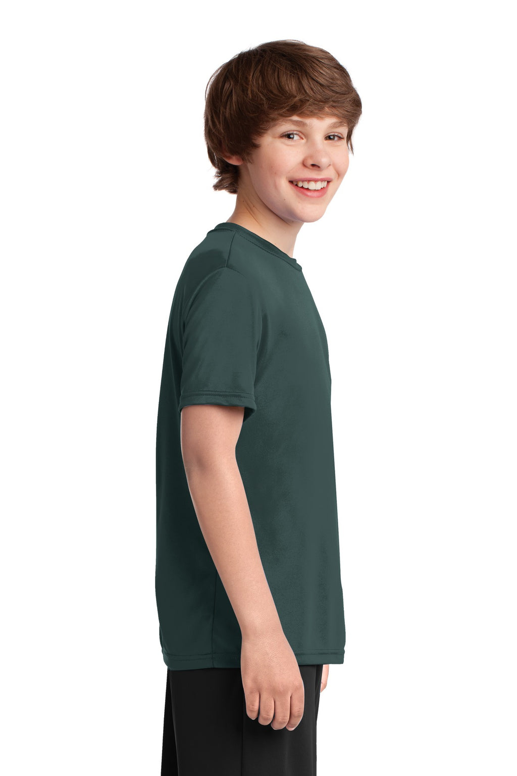 Dark Green Port & Co Youth Performance Tee. PC380Y
