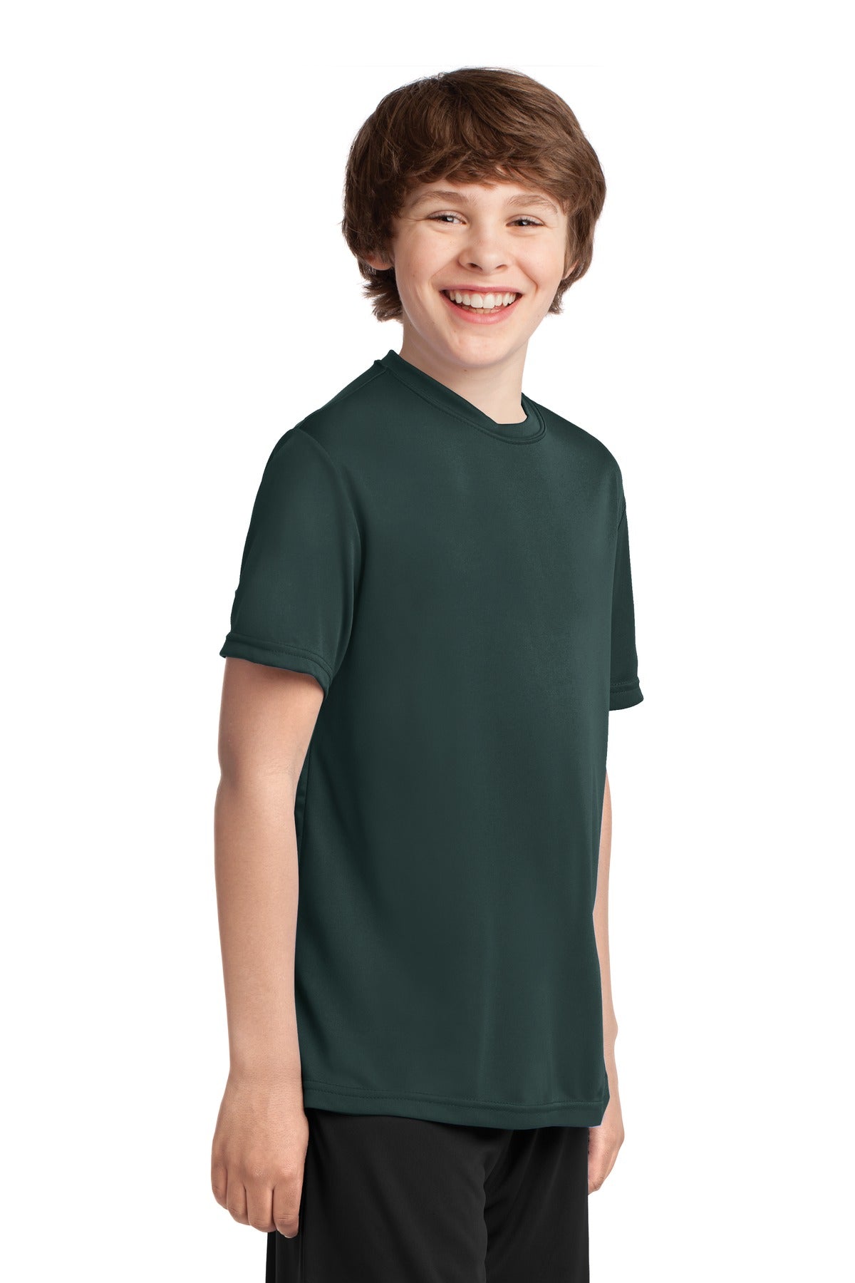 Dark Green Port & Co Youth Performance Tee. PC380Y