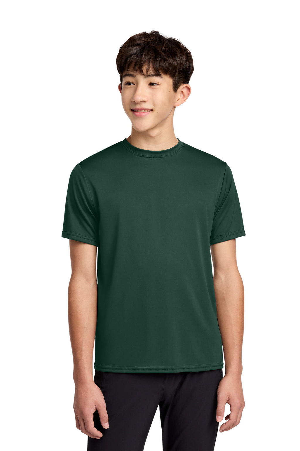 Dark Green Port & Co Youth Performance Tee. PC380Y