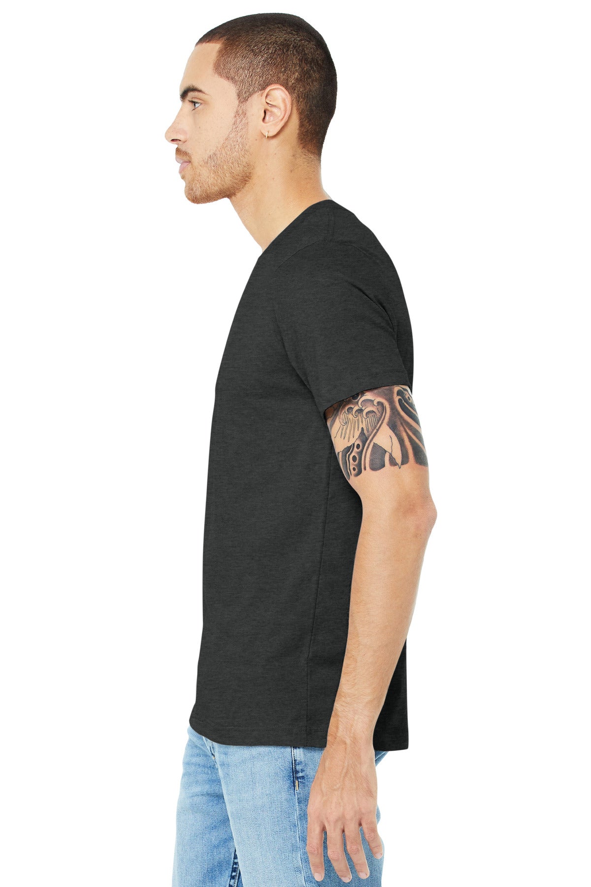 Dark Grey Ht BELLA+CANVAS Unisex Heather CVC Short Sleeve Tee. BC3001CVC