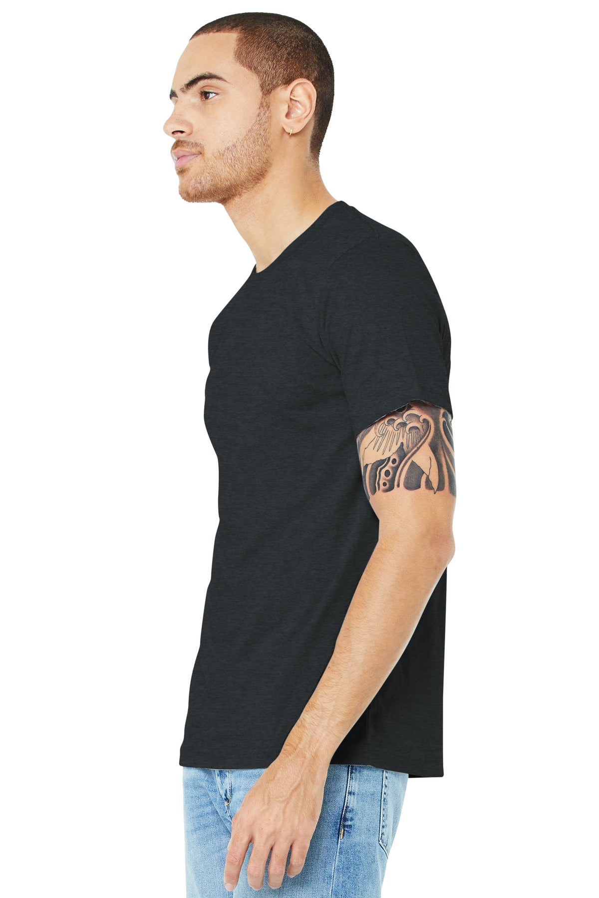 Dark Grey Ht BELLA+CANVAS Unisex Heather CVC Short Sleeve Tee. BC3001CVC
