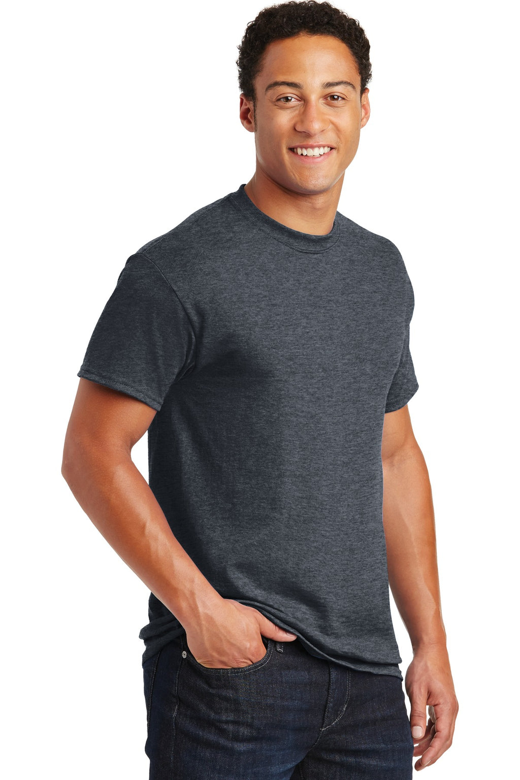 Dark Heather Gildan DryBlend 50 Cotton/50 Poly T-Shirt. 8000
