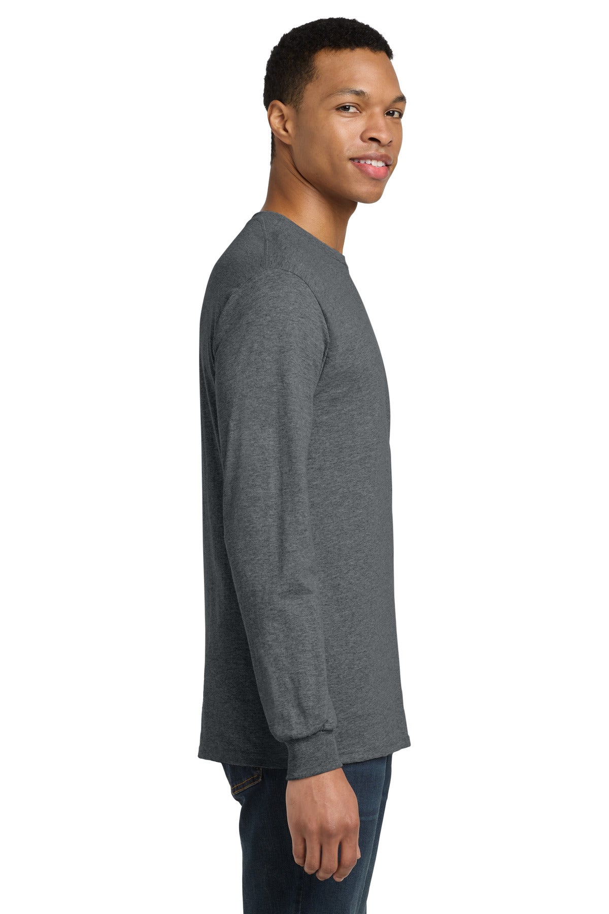 DarkHthr Gildan - DryBlend 50 Cotton/50 Poly Long Sleeve T-Shirt. 8400