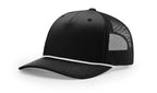 Black-White Five Panel Trucker with Rope