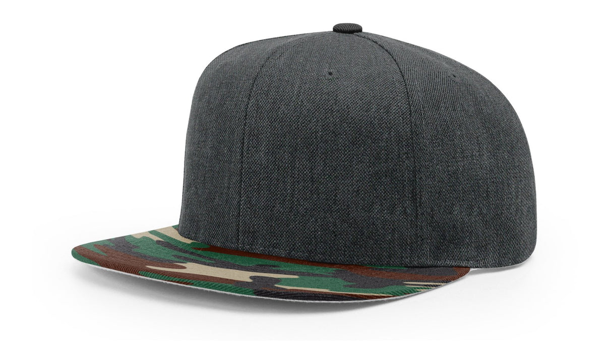 Heather Charcoal/Green Camo Acrylic-Wool Blend Flatbill Snapback