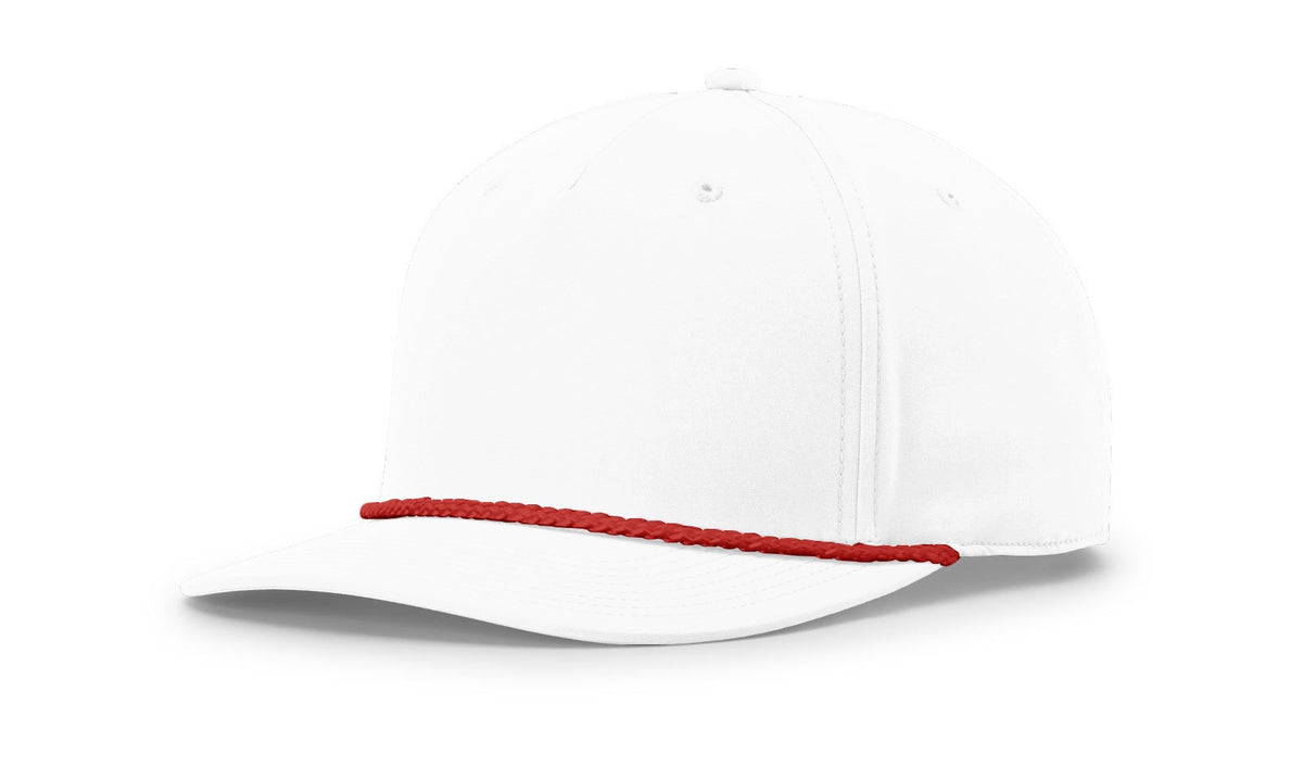 White-Red 5 Panel Classic Rope Cap
