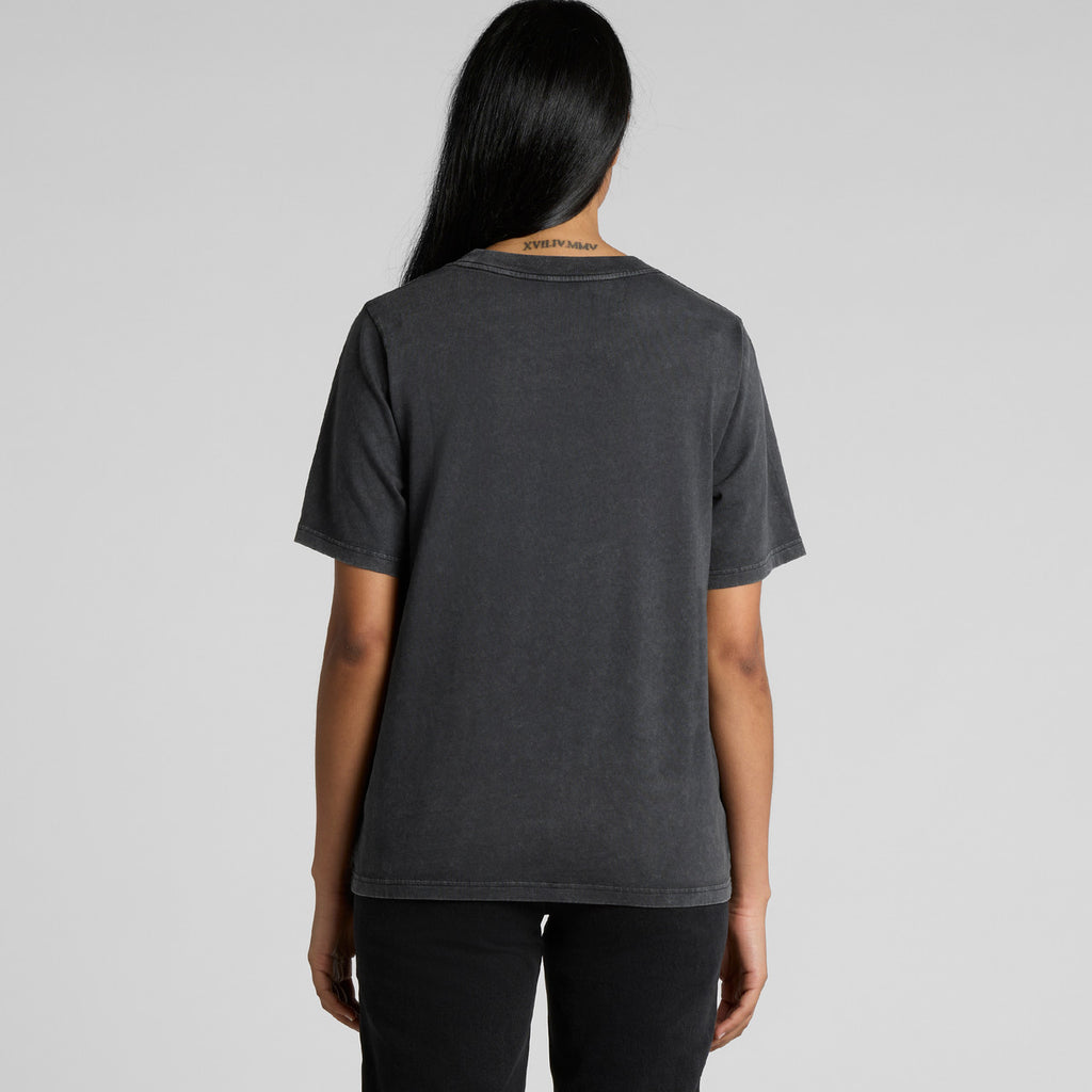 Rear View of  Wo's Stone Wash Heavy Tee | 4085  grouped