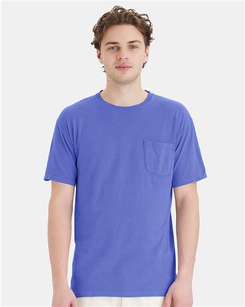 Deep Forte Blue Garment-Dyed Pocket T-Shirt - GDH150