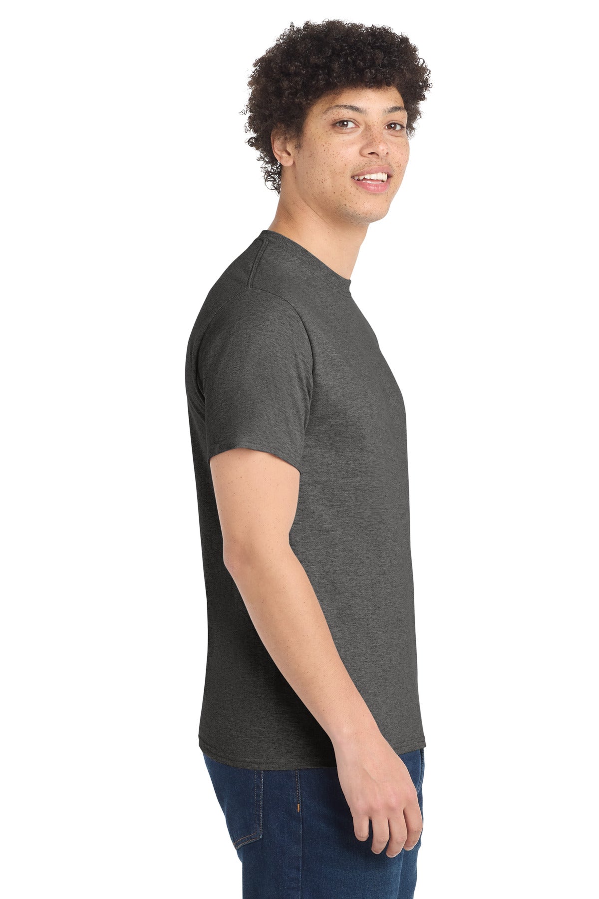 Dk Hthr Grey Port & Co Core Cotton Tee. PC54