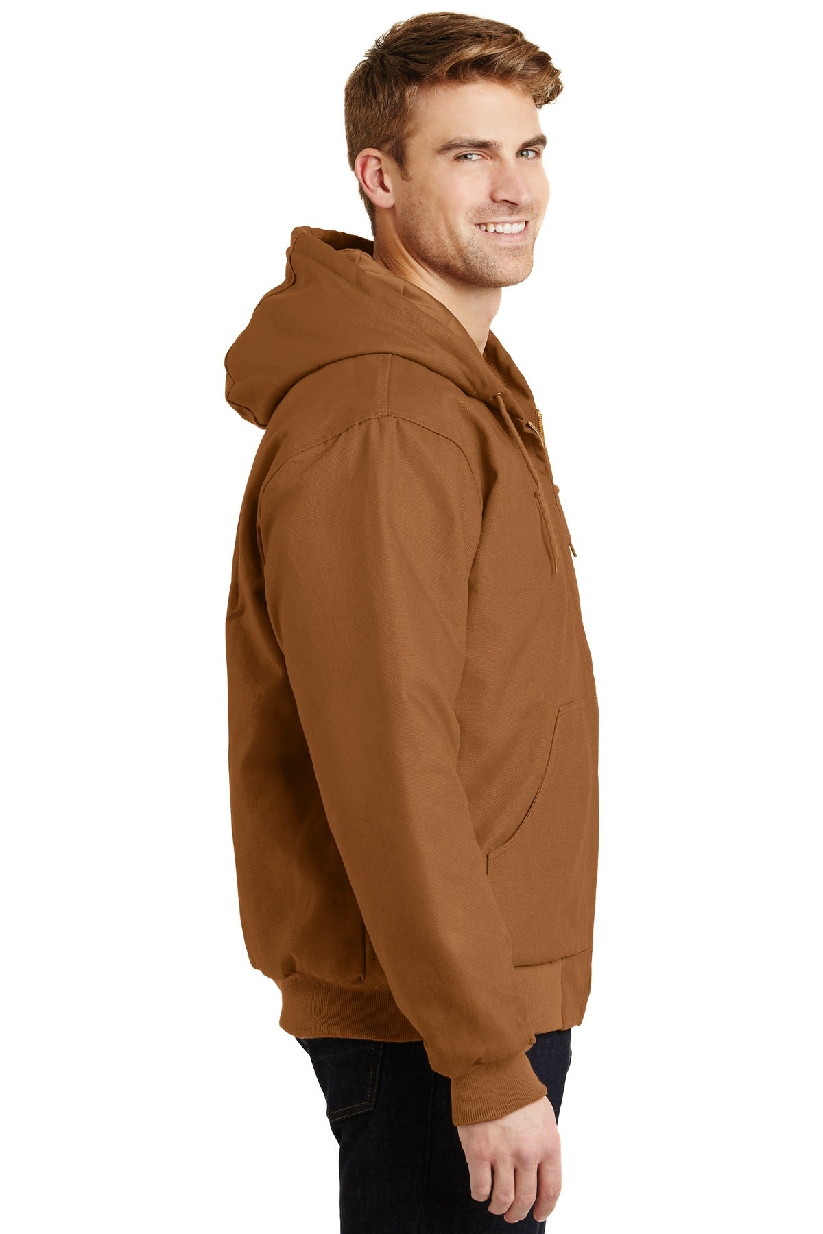Duck Brown CornerStone - Duck Cloth Hooded Work Jacket. J763H
