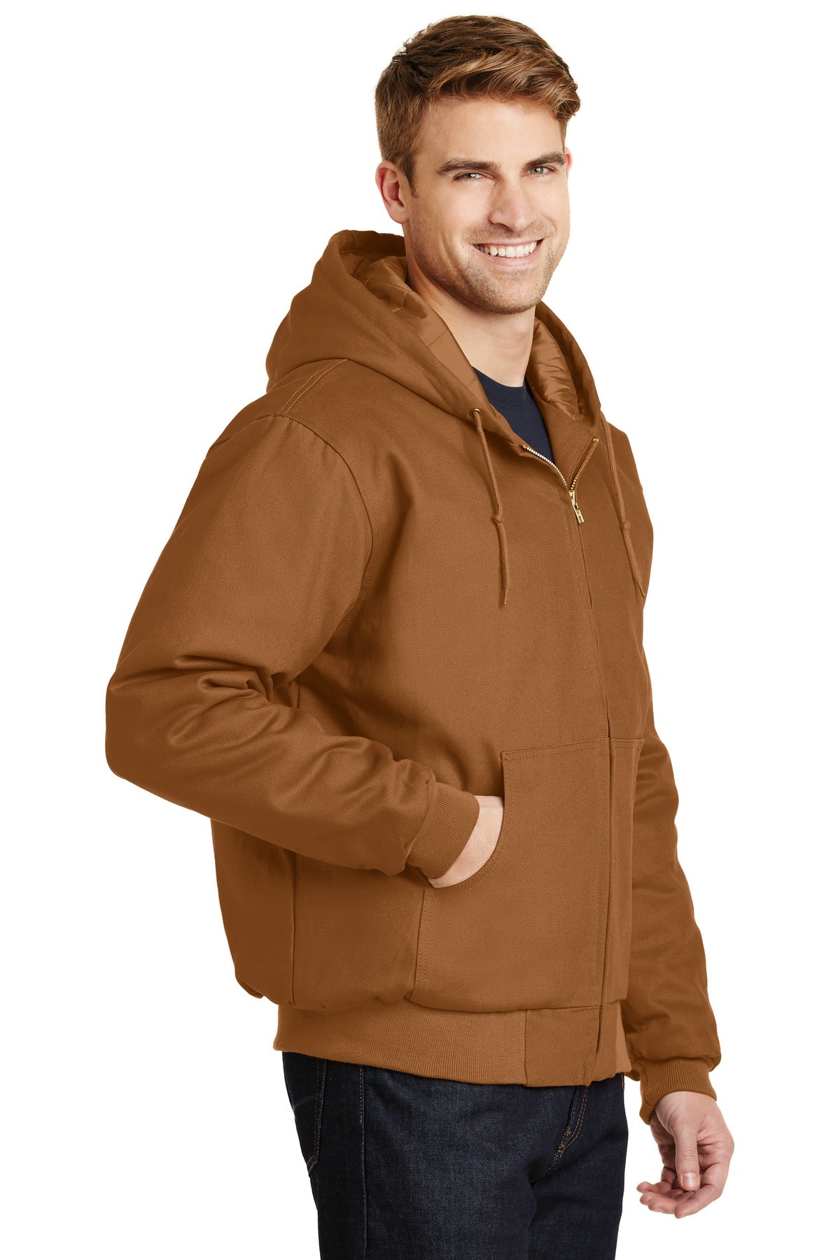 Duck Brown CornerStone - Duck Cloth Hooded Work Jacket. J763H