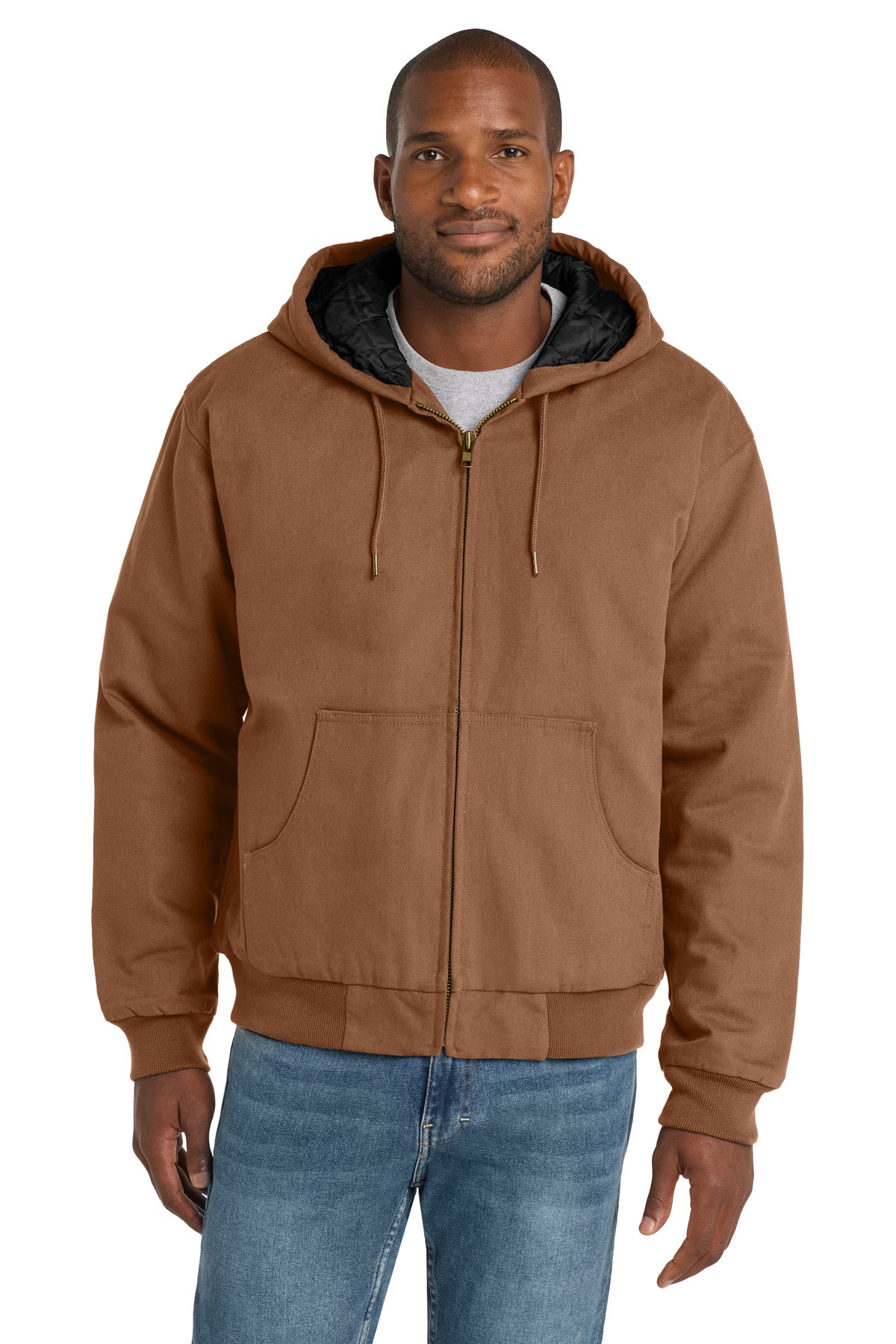 Duck Brown CornerStone - Duck Cloth Hooded Work Jacket. J763H