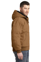 Duck Brown CornerStone Washed Duck Cloth Insulated Hooded Work Jacket. CSJ41