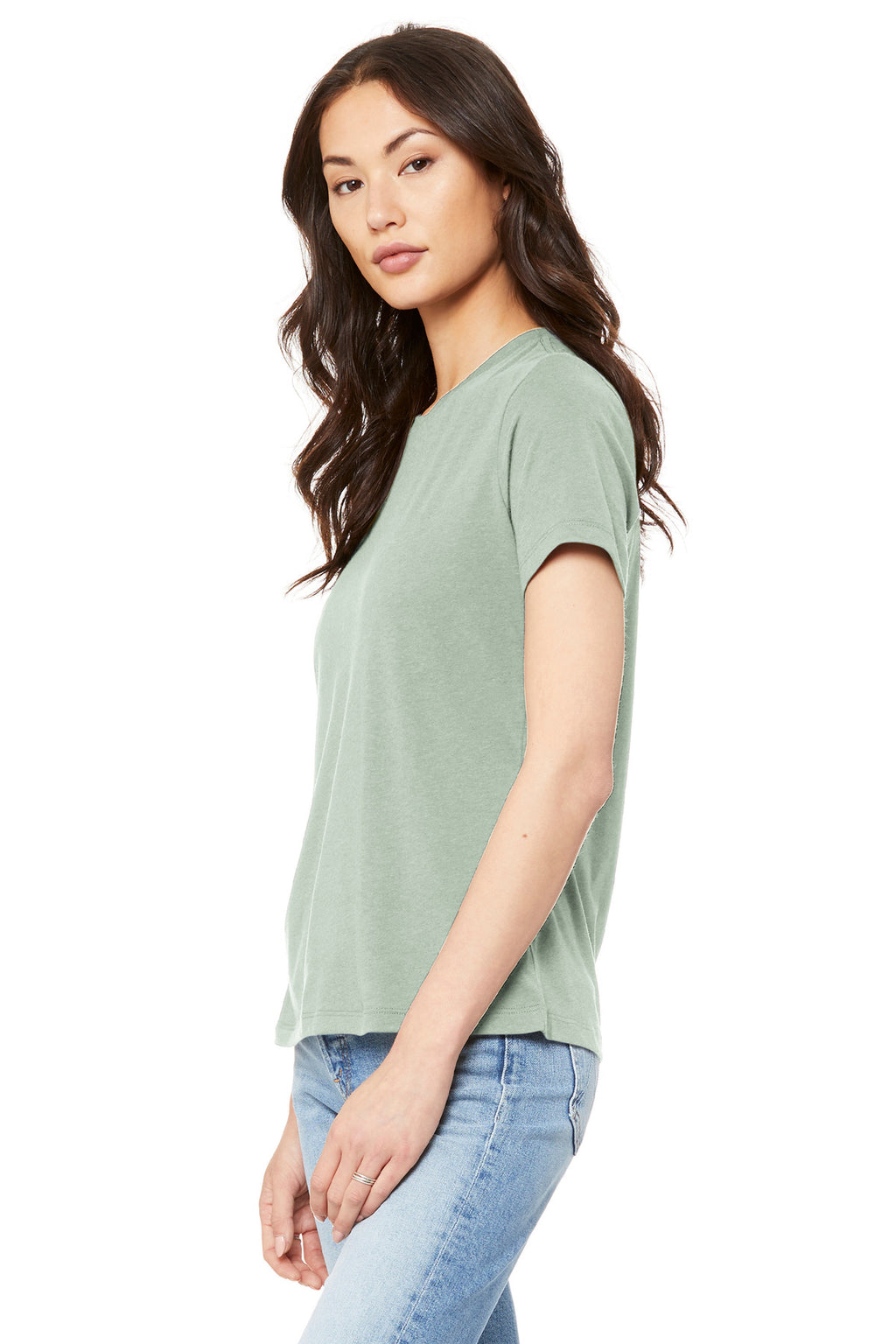 DustyBlue BELLA+CANVAS Women's Relaxed Jersey Short Sleeve Tee. BC6400
