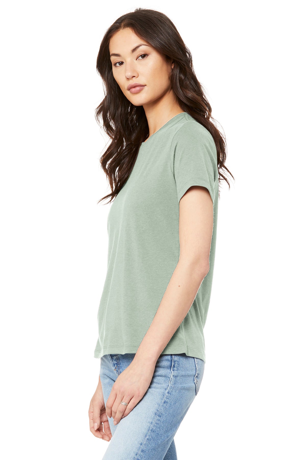DustyBlue BELLA+CANVAS Women's Relaxed Jersey Short Sleeve Tee. BC6400