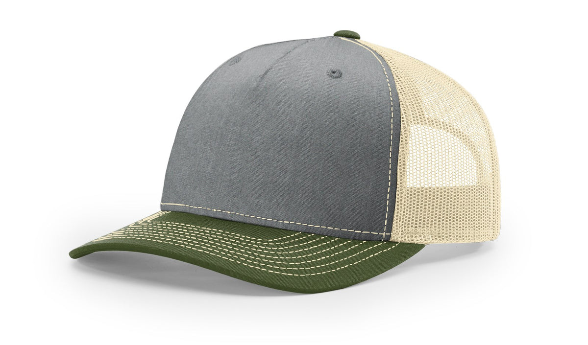 Heather Grey/Birch/Army Olive Five Panel Trucker