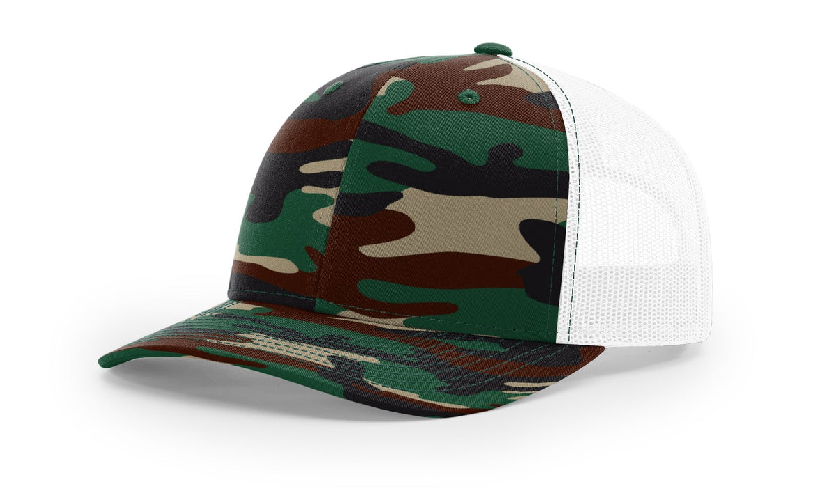 Green Camo/White Printed Trucker