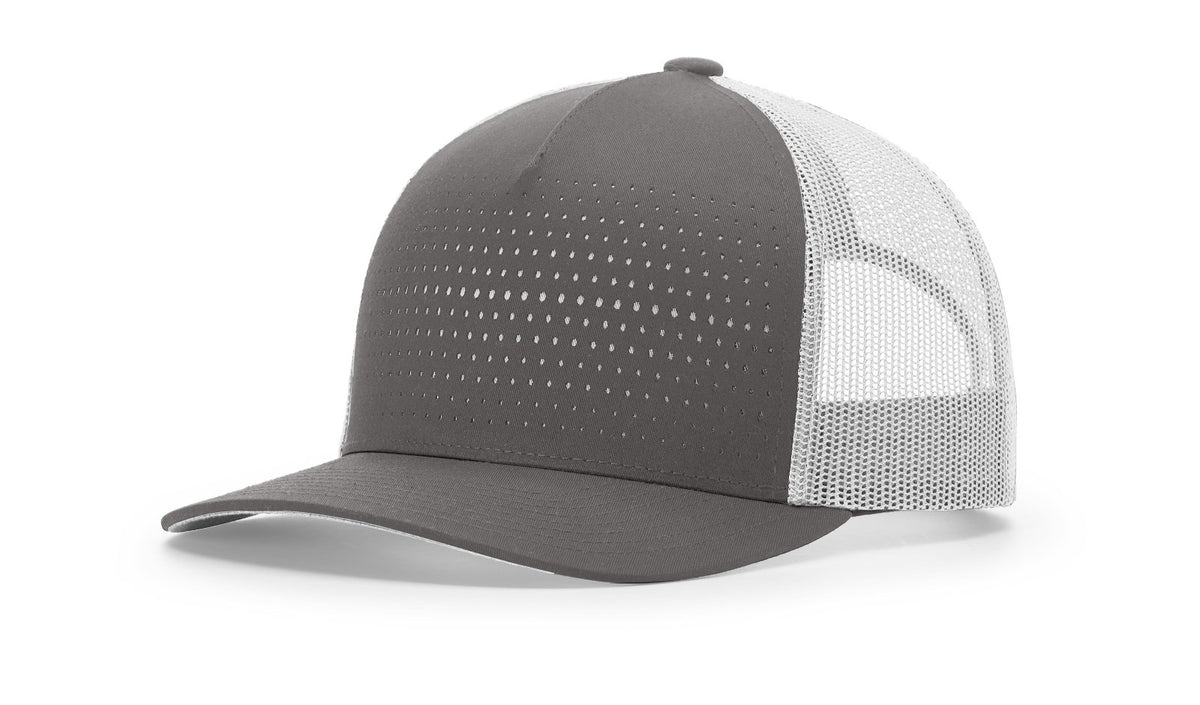 Charcoal/Light Grey/Light Grey Laser Cut Five Panel Trucker