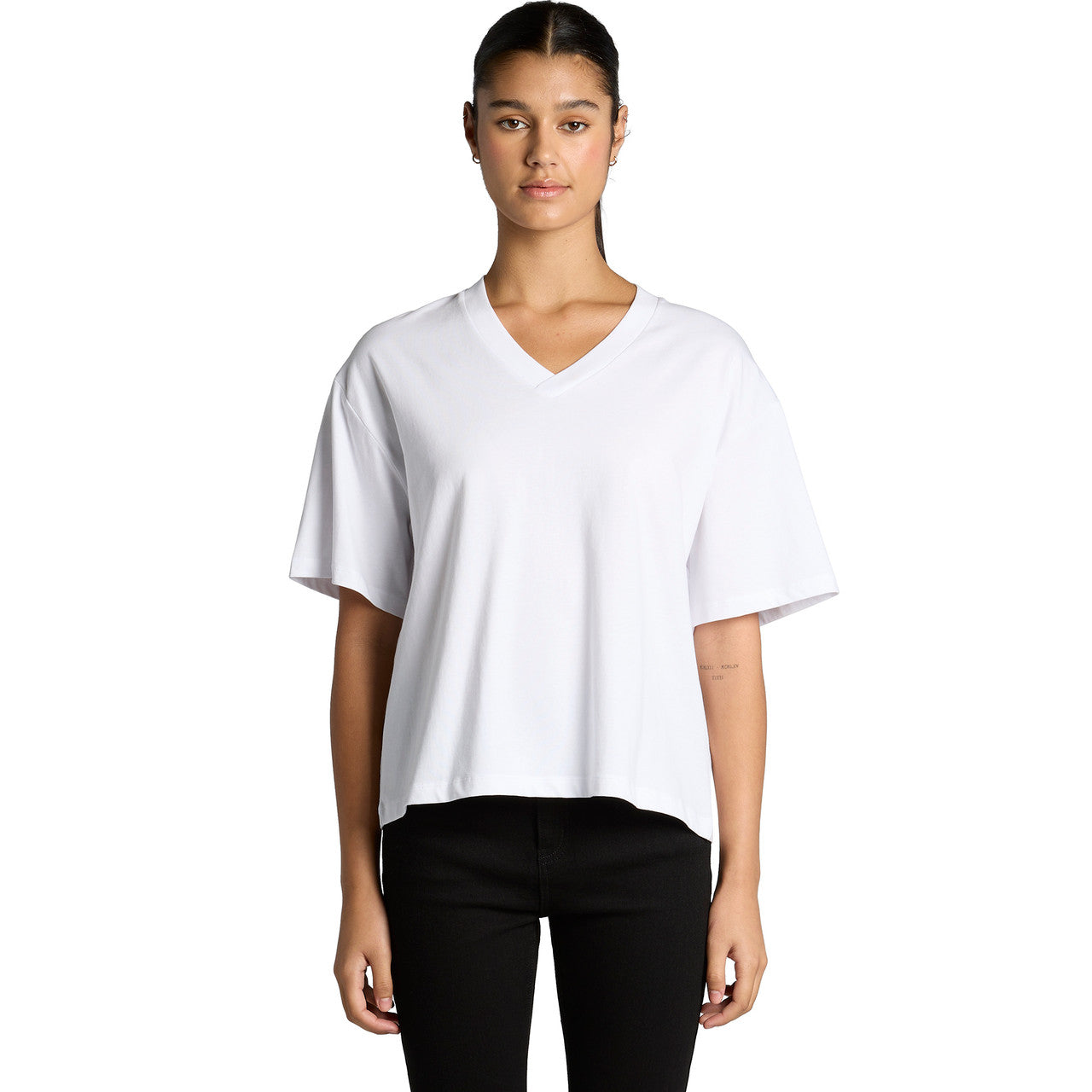 Front View of  Wo's Martina V Neck Tee | 4095  grouped