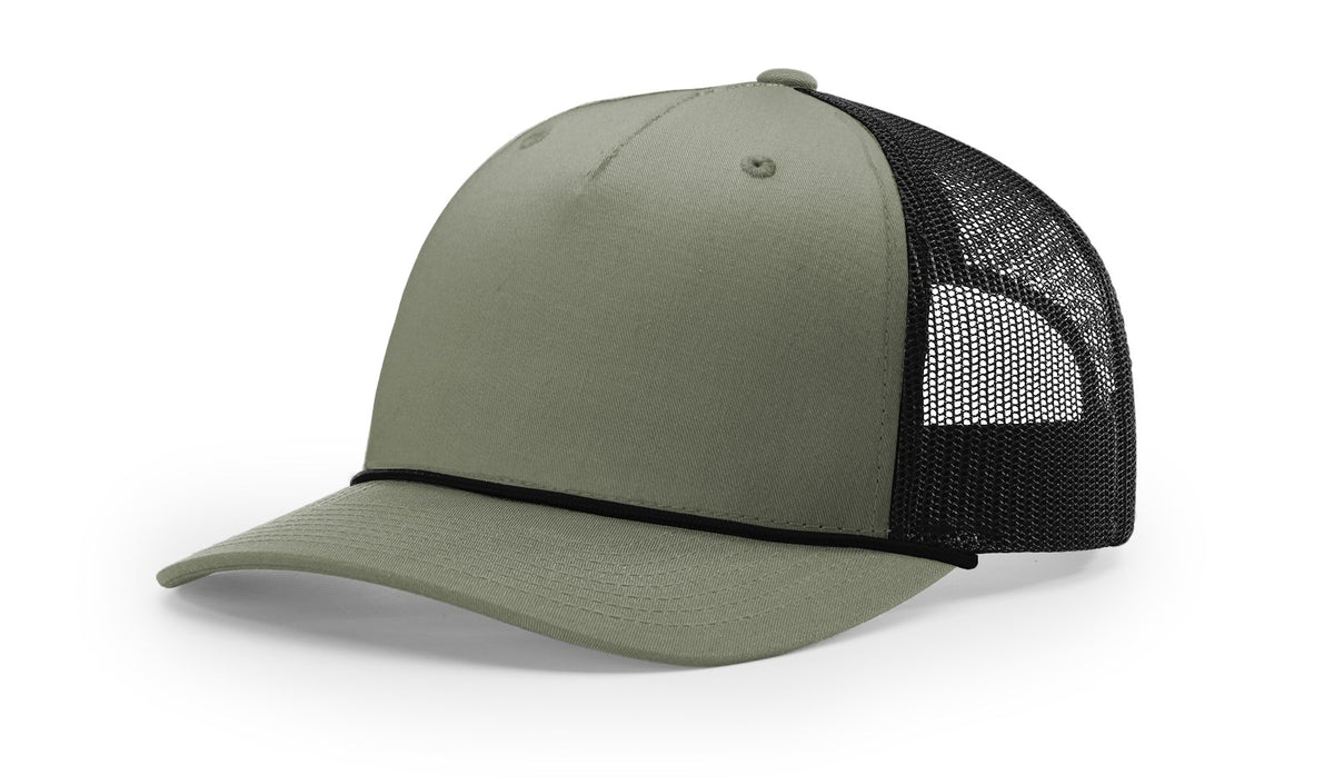 Loden/Black-Black Five Panel Trucker with Rope