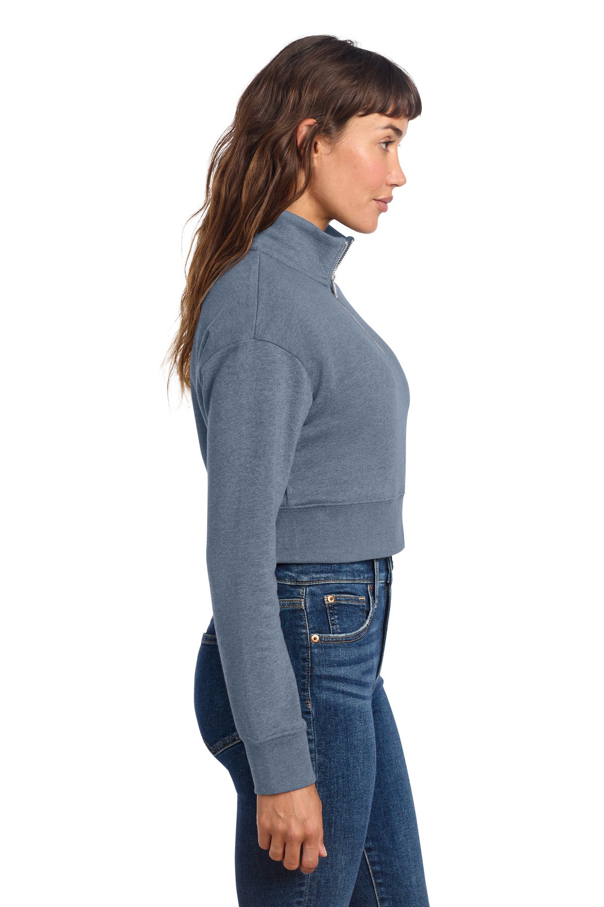 FlntBluHtr District Women's V.I.T. Fleece 1/2-Zip DT6111