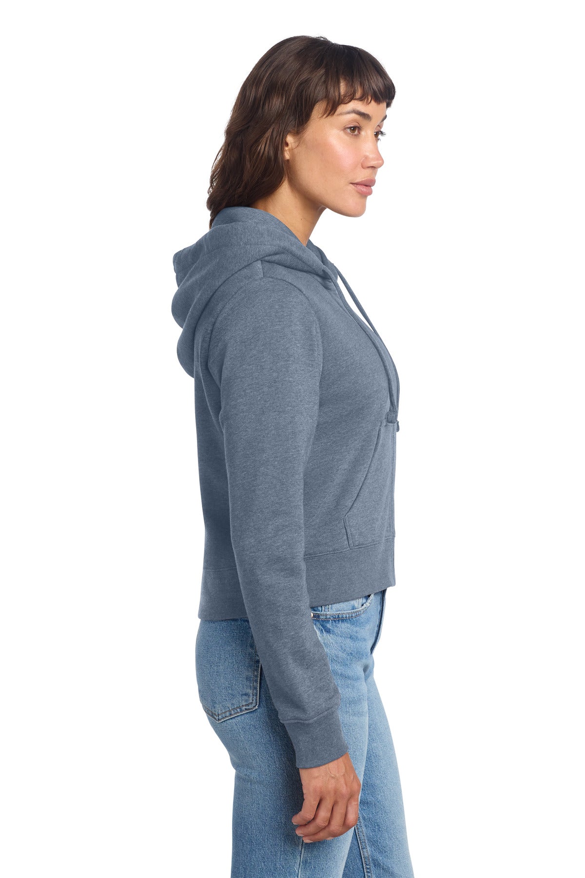 FlntBluHtr District Women's V.I.T. Fleece Full-Zip Hoodie DT6103