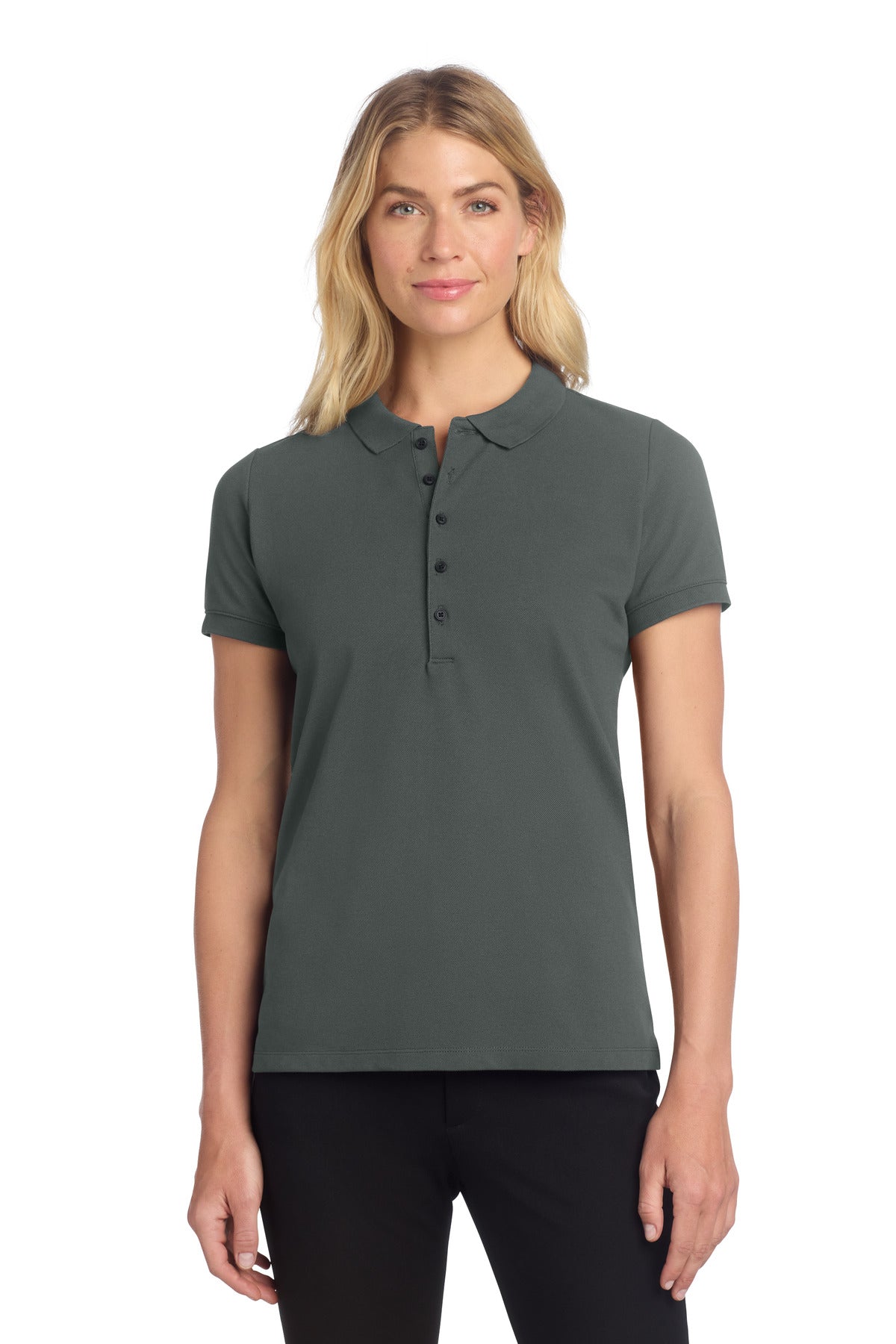 Front View of AnchorGrey Mercer+Mettle Women's Stretch Heavyweight Pique Polo MM1001